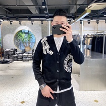 European station Tide brand autumn jacquard embroidery knitted sweater coat men 2021 New Korean trend wool cardigan