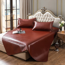 Cowhide mat First layer buffalo leather mat summer 1 5 meters 1 8m bed thickened leather hard and soft mat three-piece set