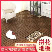 Anticorrosive wood flooring outdoor terrace courtyard solid wood carbonized wood bathroom balcony garden ground laying splicing self-paving