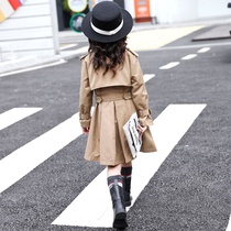 Girls windbreaker 2021 new autumn dress childrens style spring and autumn little girl coat in big childrens clothing long Korean version
