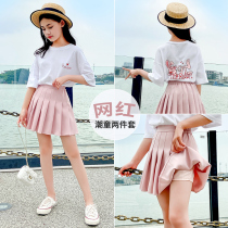 Girls Summer Dress Set Skirt Children Net Red Yang 2021 New Fashion Big Childrens Wear Girls Summer Clothes Tide
