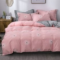 Four-piece set of cotton cotton fitted sheet bedding duvet cover sheets and sheets Pink girl heart princess style summer net red section