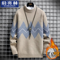 2021 new winter round neck sweater men plus velvet thick autumn winter sweater