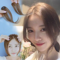 Wig piece simulation sweet age reduction temperament repair Yan mid-point air natural fake bangs hairstyle Light brown bangs piece