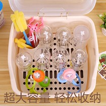 Baby bottle storage box box large baby tableware portable drain drying rack with cover dustproof