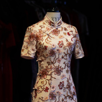 Butterfly Xi lace cheongsam toast dress mother dress wedding banquet female 2021 New embroidery improved wedding