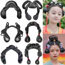 Ancient costume Hanfu wig One-piece soft hair band Shi Shan bun Lazy man good fixed Ming hair bag hand handicapped party ancient style