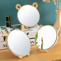 Wooden desktop makeup mirror children can stand folding single-sided vanity mirror students portable dormitory table mirror large small