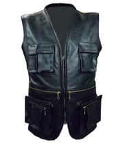 All And Ally mens leather vest waistcoat cowhide L_B10_BLK_36 American direct mail