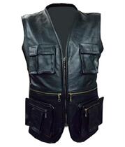 All And Ally mens leather vest waistcoat cowhide L_B10_BLK_36 American direct mail