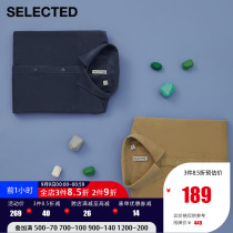 SELECTED silade autumn new cotton corduroy letter embroidery slim long sleeve shirt men S)421305017