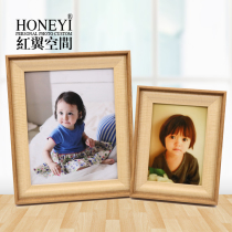 Dump Six Inch Swing Desk Wash Photo Wedding photo Enlarged Photo Frame Nordic Wind Wood Grain baby photos Han version Creative pendulum
