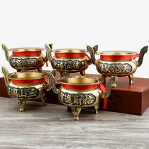 Pure copper three-legged furnace Ding Zhaocai parents of the Emperor three mountains the gods of the gods worship the Buddha incense burner