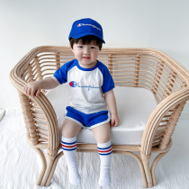 Baby short sleeve suit Summer slim fit net red ultra-ocean gas men and women sports two sets of baby summer clothes