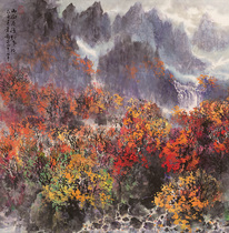 After Xiao Han's mountain rain autumn leaves are four feet bright and square traditional Chinese painting landscape rice paper reproduction painting Chinese decorative painting