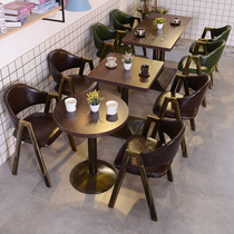 Bar Western restaurant table and chair combination retro nostalgic industrial wind cafe milk tea shop snack bar restaurant table and chair