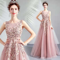 Angel wedding dress soft pink bride wedding toast dress dinner party annual performance Bridesmaid wedding dress wholesale 5088