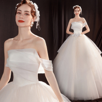 Angel wedding dress Sexy fashionable Rococo champagne color one shoulder Princess bride wedding dress 16007