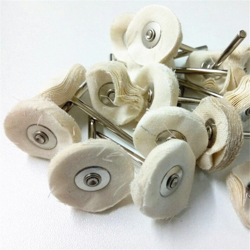 Yellow white with handle cotton wheel mirror polishing electric grinding accessories T-shaped polishing head small cloth brush 3X25MM