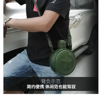 Portable outdoor sports 304 stainless steel large capacity travel long-lasting thermal insulation flat kettle diagonal military brigade kettle