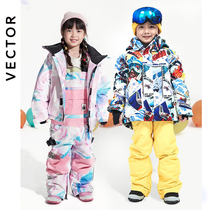 VECTOR childrens ski clothes set Boys and Girls baby thick cold-proof wind Waterproof warm snow-proof clothing full set