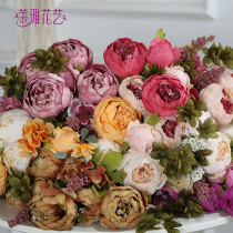 Simulation peony flower home living room decoration dried flower fake flower silk flower arrangement wedding flower arrangement table decoration bouquet