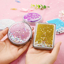 Net celebrity quicksand makeup mirror portable mirror portable mini small mirror female folding dormitory small household small