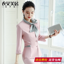  Pink suit professional suit womens suit new spring and Autumn fashion beautician formal dress salesman front desk overalls