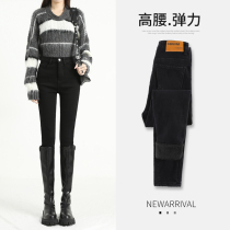 Black tight jeans female dirty feet autumn and winter 2022 new spring high waist plus boot pants pencil pants