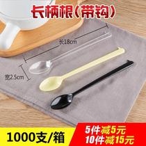 Thickened disposable plastic spoon Long handle spoon Milk tea roasted grass smoothie spoon Long ice soup long spoon fork