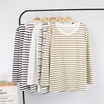 Spring and autumn men's cotton pajamas jacket long sleeve pullover striped single-piece jacket loose size pajamas home clothing