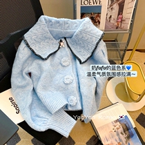 South Korean girls cardigan sweater Spring paragraph 2022 East gate new girl Senior Sensation Doll Collar Knit Jacket