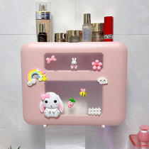 Creative cartoon non-perforated toilet paper tissue box big paper box toilet wall-mounted kitchen shelf