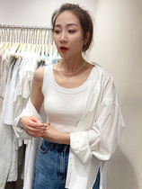  Wide shoulder strap camisole womens summer thin white outer wear anti-light cover-up milk slim-fit thin sports top