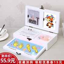 Baby hand and foot print souvenir Cow baby 100 days hand and foot print mud Newborn full moon 100 days commemorative hand and foot print