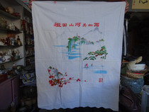 Antique collection 50 s large hand embroidered motherland beautiful picturesque pattern old tablecloth