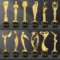 Metal high-end trophy Angel little gold man Oscar Crystal five-pointed star dance music production training institution