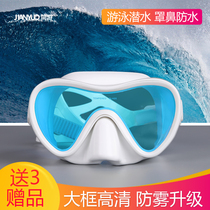 Snorkeling mirror myopia diving mirror large frame anti-fog anti-choking swimming goggles nose protection one free swimming glasses equipment