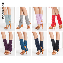 Dancebaby Latin dance on foot Short Sox cover with hole wool line Sox cover with leg guard performance and leg dancing socks