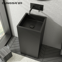 Black column basin Stainless steel bathroom Floor-standing one-piece column washbasin Bar art wash basin