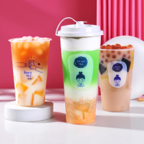 Disposable 90 caliber plastic thickened matte injection molding with lid packing leak-proof fruit juice custom pearl milk tea cup