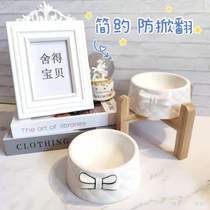 South Korea Tail single anti-turning ceramic kitty Garage high shelf Neck Protection Bowl Jane Butterfly knot Cat Rice Bowl and Bowl Snack water
