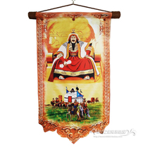 Mongolian leather painting color printing leather hanging painting decorative painting Genghis Khan sitting like Inner Mongolia special handicrafts