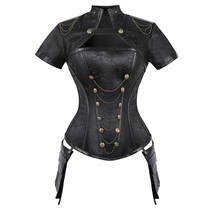 European and American retro style punk with Shawl Steel-bone court corset zipper Gothic tunic waistcoat womens top
