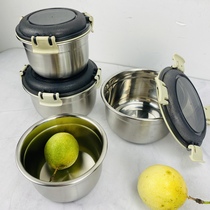 Export Korea stainless steel round plastic cover silicone sealed box fruit Bento fresh-up box set 10 12cm