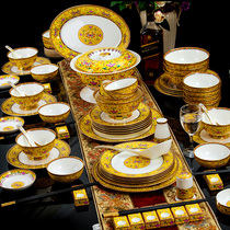 Bowl set 83 high-grade Chinese enamel household bone porcelain tableware Jingdezhen Ceramic Hotel Club