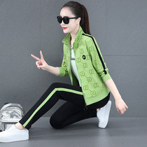 361 Fashion Printed Womens Sportswear Set Spring and Autumn Stand Collar Jordan Leisure Sweatshirt Three Piece Loose Plus Size