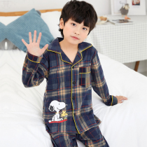 Childrens pajamas boys cotton long sleeves spring and autumn cotton cute cartoon children Spring boys home clothes