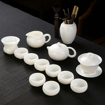 Dehui White Porcelain Kung Fu Tea Set Sheep Jade Porcelain Tea Cup Side Pot Cover Bowl Home Xi Shi Pot Simple High-end