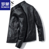 Leather clothing mens autumn and winter middle-aged high-end business Leisure stand collar sheep leather leather jacket plus velvet coat tide